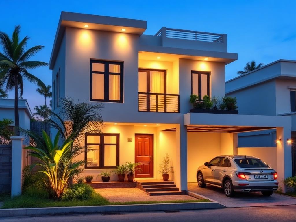 Homestay house exterior with parking in Indore